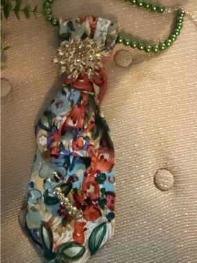 Floral Satin Tie Pendant Necklace - Multicolor